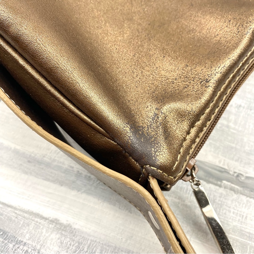 Studio Works Bronze Metallic Copper Hobo Handbag Leather Shoulder Bag Purse - Picture 14 of 15
